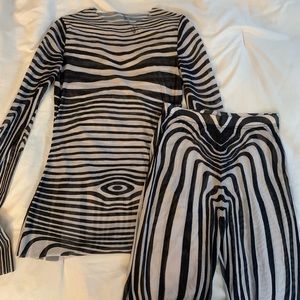 Mesh Zebra Print Legging Set